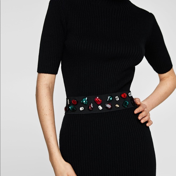 Zara Accessories Zara New Wtag Jeweled Elastic Belt One Size 29